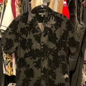 Black, sheer, mens party button up, INC international concepts